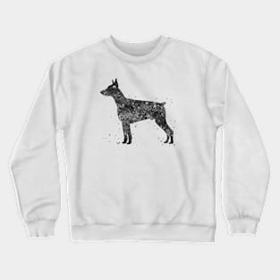 doberman pinscher dog black and white art Crewneck Sweatshirt